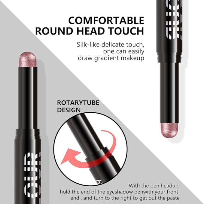 6Pcs Cream Eye Shadow Sticks Makeup for Women, Nude Beige Smoky Pale Rose Gold Rose Gold Champagne Gold Copper Shimmer Matte Eye Shadow Brightener Stick for Eyes, Waterproof Eyeshadow Pencil Set01