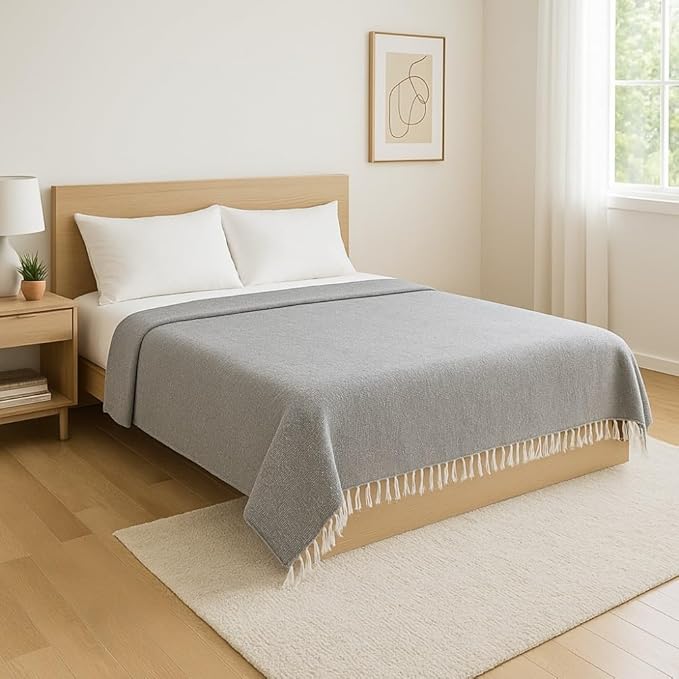 Open Road Goods Solid Color Mexican Yoga Blanket – Large Handwoven Throw for Yoga, Beach, Camping or Home – Soft and Durable Cotton Blend