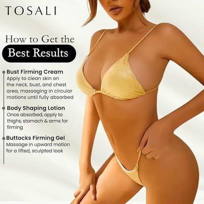 Skin Firming & Skincare Set – Buttocks Gel, Breast Firming Cream & Body Lotion – Anti-Aging, Hydrating, Stretch Marks & Cellulite Care with Caffeine & Aloe Vera