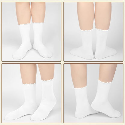 4 Pairs Pilates Socks with Grips for Women Yoga Ruffle Cute Grip Socks Pilates Non Slip Crew Ballet Hospital Workout