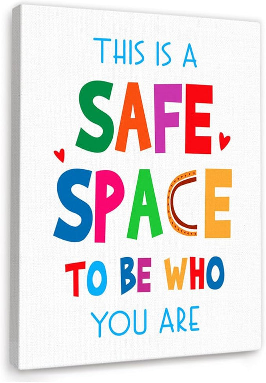 YEOION Mental Health Wall Decor,This is a Safe Space Wall Art Canvas Frame Print for Mental Health Therapy Office School Counselor Calming Corner Wall Decor