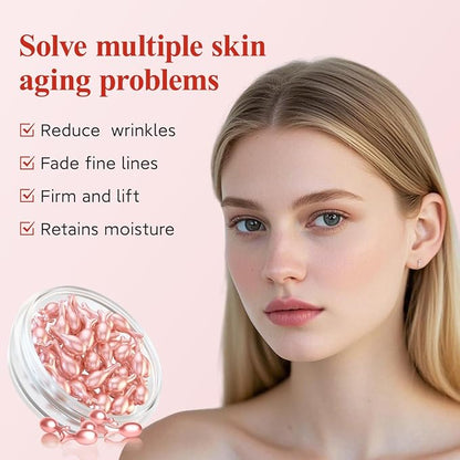 HKH Retinol Serum for Face - Anti Wrinkle Facial Serum with Vitamin C & Vitamin E, Vit A Capsule with Collagen for Women, Reduces Fine Lines, Firming Skin, Moisturise, Travel Friendly (76 Capsules)