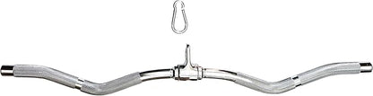 Lat Cable Machine Attachment Curl Pulldown Barbell Revolving Bar, Multi-Exerciser Cable Attachment, Solid Steel Tricep Press Down Bar with Rubber Handgrips & Revolving Hanger
