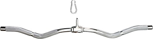 Lat Cable Machine Attachment Curl Pulldown Barbell Revolving Bar, Multi-Exerciser Cable Attachment, Solid Steel Tricep Press Down Bar with Rubber Handgrips & Revolving Hanger