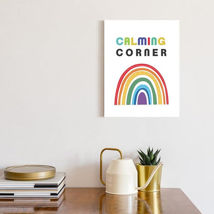 JANLAN Mental Health Wall Decor,Calming Corner Wall Art,Calming Canvas Wall Art for Kids Classroom Nursery Therapist Office Wall Decor
