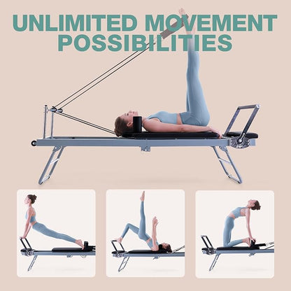 ARKANTOS Pilates Reformer Machine Foldable, Reformer Pilates Equipment for Gym Workout and Home Use, Suitable for Intermediate and Beginners Users