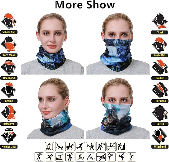 Headband Neck Gaiter Head Wrap Headwear Face Mask Magic Scarf Bandana for Men and Women