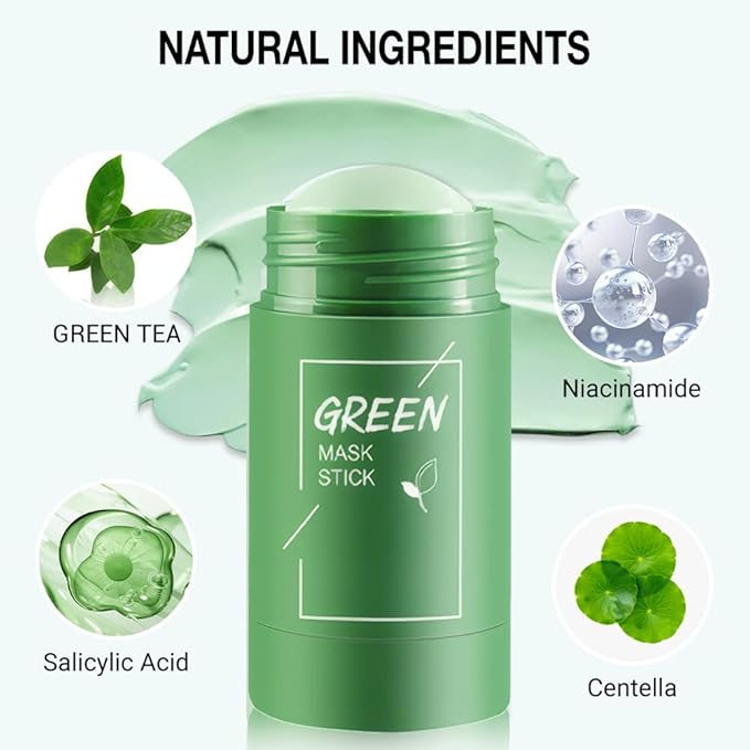 2Pcs Clay Mask For Face, Blackhead Remover For Face, Deep Pore Cleansing, Moisturizing, Skincare Facial Mask for Refining Pores and Controlling Oil (A03#2Pcs Green Tea)