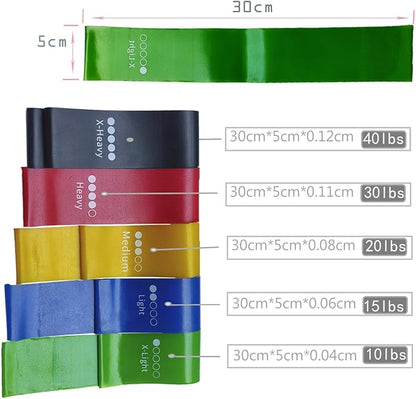 5 Resistance Levels Resistance Bands Set,Resistance Bands for Men Women Body Stretching, Crossfit Training, Home Workout, Physical Therapy, Leg Strength Training, Rehab, Yoga