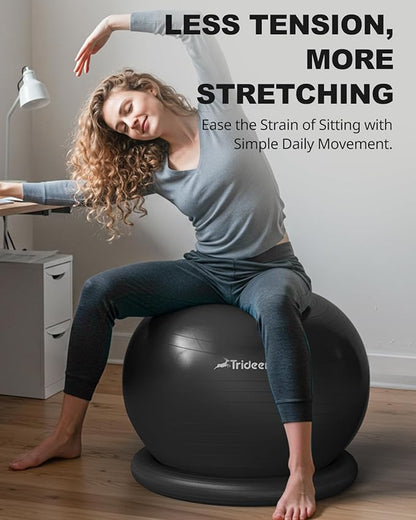 Trideer Ball Chair - Yoga Ball with Base & Bands for Home Gym Workout