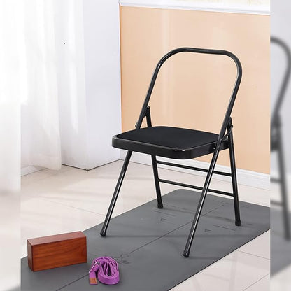 Yoga Auxiliary Chair Backless Yoga Chair Portable Folding Yoga Chair with Non-Slip Feet Covers for Flexibility and Strength Training