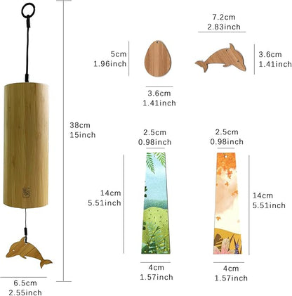 LingTing Bamboo Wind Chimes for Sound Healing, Meditation, Relaxing Emotions,Chord Wind Chimes Hand-Cranked Wind Chimes Unique Decor Gardening Gift for Outdoor Decoration(C-Wind), Yellow