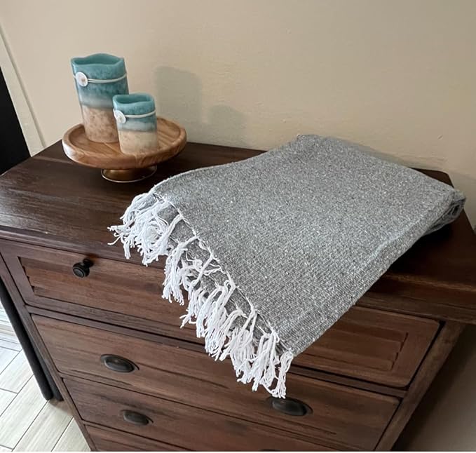 Open Road Goods Solid Color Mexican Yoga Blanket – Large Handwoven Throw for Yoga, Beach, Camping or Home – Soft and Durable Cotton Blend