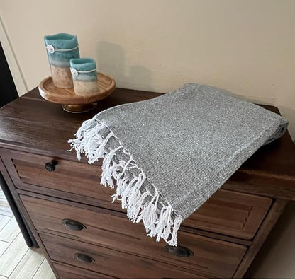 Open Road Goods Solid Color Mexican Yoga Blanket – Large Handwoven Throw for Yoga, Beach, Camping or Home – Soft and Durable Cotton Blend