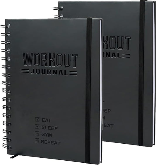 Hardcover Fitness Planner Workout Journal for Men & Women - A5 Sturdy Fitness Log Book to Track Gym & Home Workouts - Separately Packaged 2 Pieces