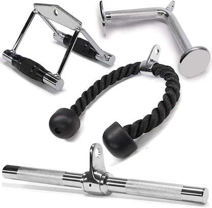 Yes4All Tricep Press Down Cable Machine Attachment Set, LAT Pulldown Attachment, Cable Machine Accessories for Home Gym