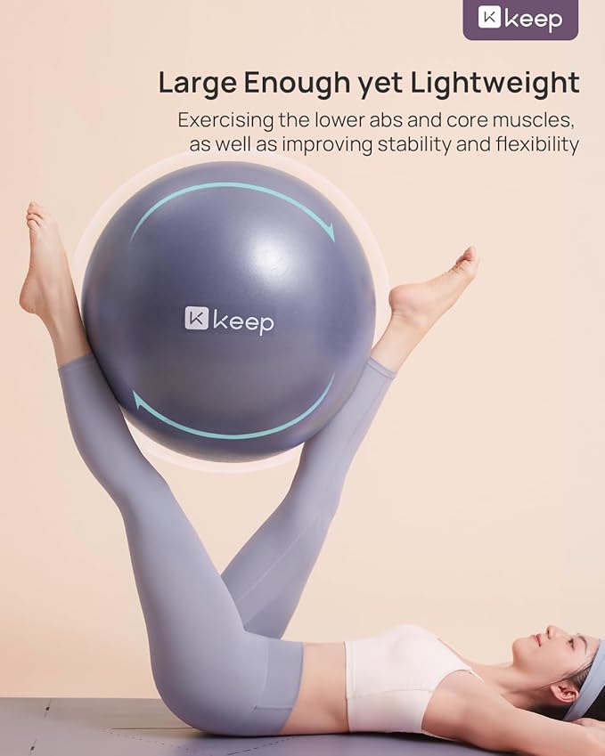 KEEP Pilates Small Exercise Ball Anti-Burst - Thickened Yoga Ball With Pump for Physical Therapy, Fitness, Workout, and Core Strength