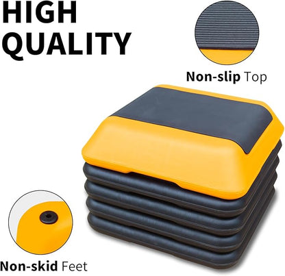 Aerobic Step Platform 30" × 14" Height Adjustable Workout Step for Fitness Strength Training with Risers Exercise Platform for Home Gym