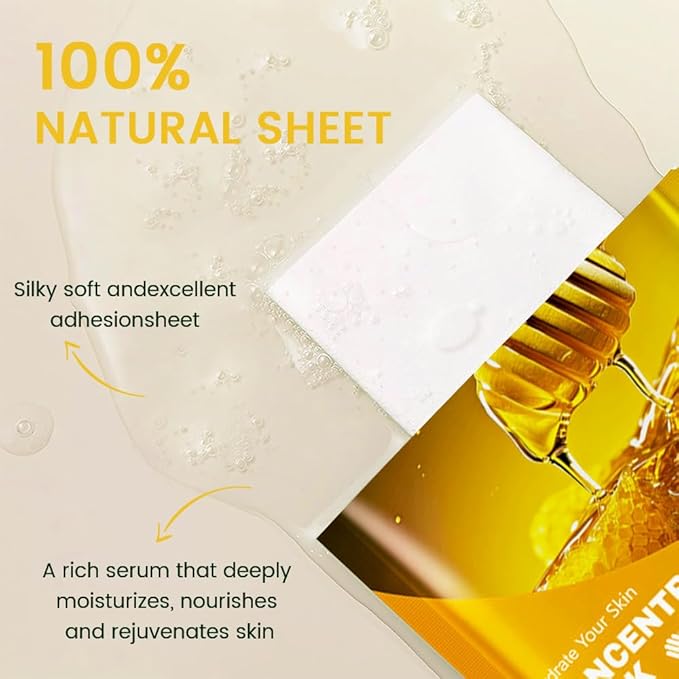 Kaely 12 Pack Honey Face Masks for Kids, Kids Face Mask Spa Day Kit Supplies, Spa Party Favors for Teens Girls Night, Sheet Facial Mask Skincare Gifts Set, Hydrating Soothe for All Skin Types, 05