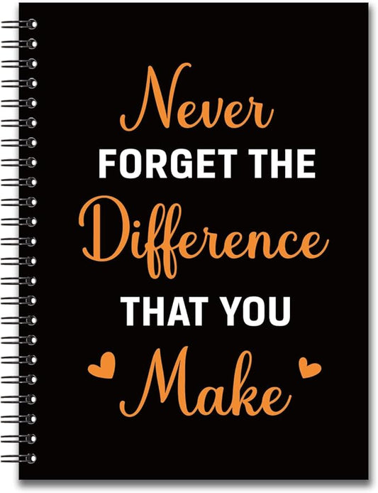 YAZMEEN Thank You Blank Spiral Notebook（160 Pages） Never Forget The Difference That You Make Hardcover Notebook Retirement Gifts for Boss Leader Funny Appreciation Gifts for Coworker Teacher Friend