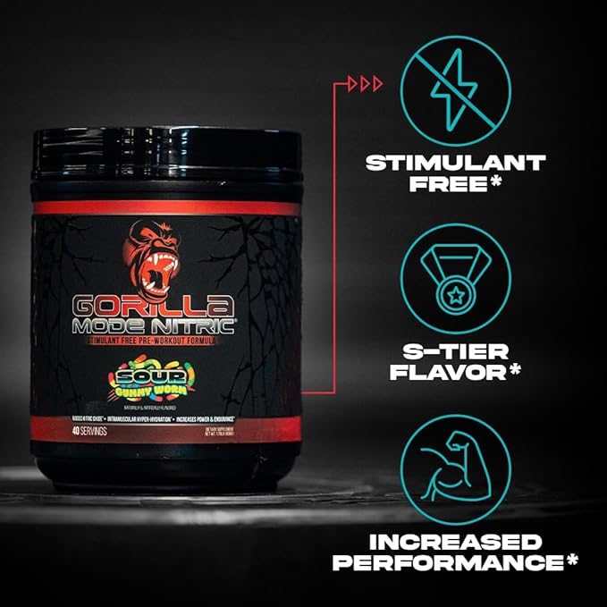 Gorilla Mind - Gorilla Mode Nitric Upgraded Stimulant Free Pre-Workout – Best Tasting and Most Effective Stimulant Free Pre-Workout/Massive Pumps · Vasodilation · Power / 768 Grams (Bombsicle)