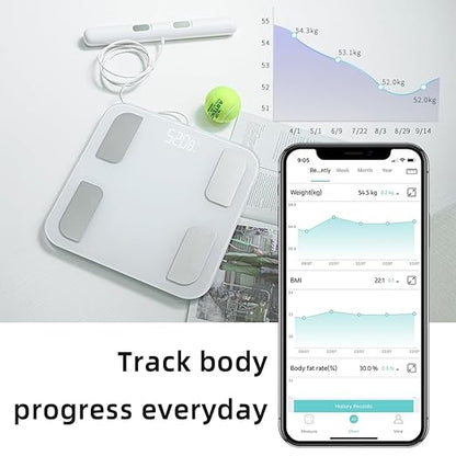 Fitdays Smart Body Fat Scale | Advanced 8-Electrode Technology for BMI/20+ Body Metrics | Full-Color LED & High Precision | Bathroom Weight Scale for Fitness/Weight Loss (FG2001B-A-WHITE)
