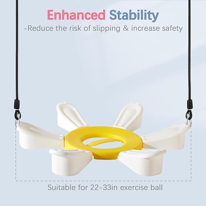 Exercise Ball, Daisy Shaped Yoga Ball Base with Resistance Bands for Stability, Yoga, Balance & Preganancy, Anti-Burst Ball Chair for Office, Home & Gym(65cm/22in)