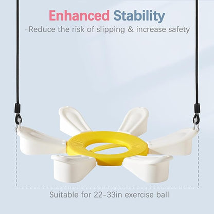 Exercise Ball, Daisy Shaped Yoga Ball Base with Resistance Bands for Stability, Yoga, Balance & Preganancy, Anti-Burst Ball Chair for Office, Home & Gym(65cm/22in)