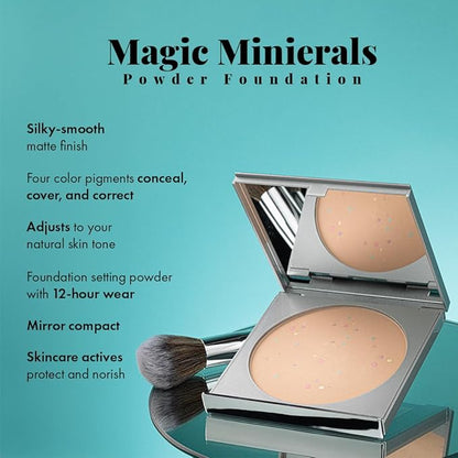 Magic Minerals by Jerome Alexander Jumbo Size Mineral Powder Foundation with Color Correctors, Antioxidant Skincare Formula (Dark)