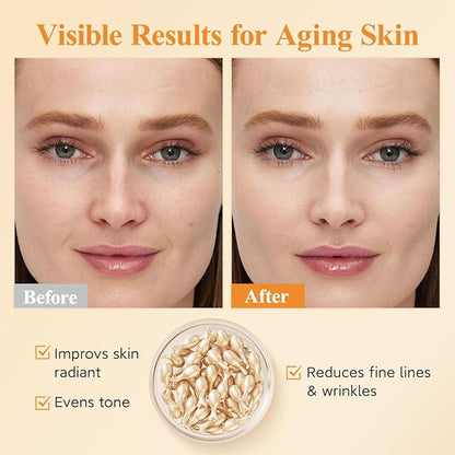 HKH Vitamin C Super Serum for Face - Anti Aging Vitamin E Facial Serum Capsules with Niacinamide, Vit C Oil for Women, Even Skin Tone, Reduce Wrinkles, Moisturise, Travel Friendly (38 Capsules)
