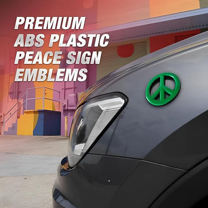 Classic Green Peace Sign Logo - Acrylic Car Emblem by Revolution Car Badges - Antiwar Peace and Love Symbol - Premium Alternative to Bumper Stickers, Decals, and Magnets (Green Acrylic)