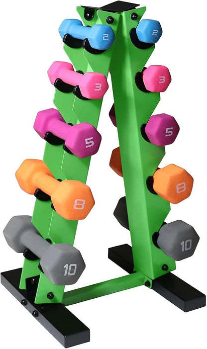 WF Athletic Supply Dumbbell Rack, 5-Tier A-Frame Dumbbell Rack for Dumbbell Storage, Color Options Available in Black/White/Green/Yellow/Red/Pink/Orange & Blue