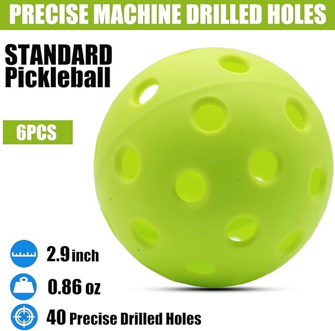 Magicorange Pickleball Balls, 40 Holes Outdoor Pickleballs, High Elasticity & Durable Pickle Balls for All Style Pickleball Paddles