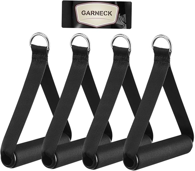 Garneck 4pcs Resistance Band Handles Plastic D Ring Exercise Strap Foam Handle Band Fitness Equipment for Home Gym Overhead Strength Training Stretching Black