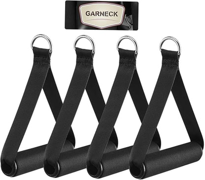 Garneck 4pcs Resistance Band Handles Plastic D Ring Exercise Strap Foam Handle Band Fitness Equipment for Home Gym Overhead Strength Training Stretching Black