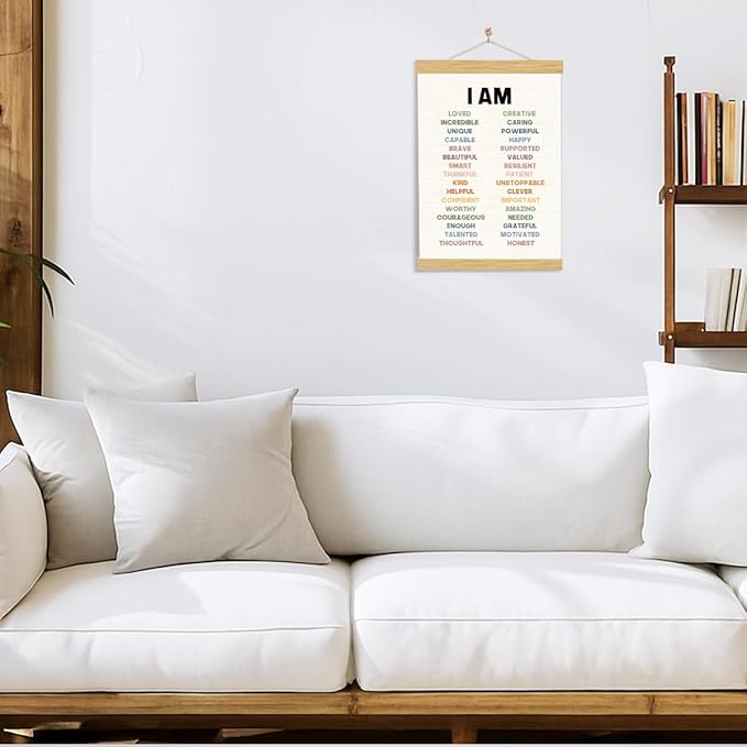 YGSDZY Daily Affirmations Poster, Wood Poster Hanger, Positive Affirmations, Mental Health Posters, Motivational Wall Art, Educational Wall Art, Mental Health Posters, Therapy Wall Art