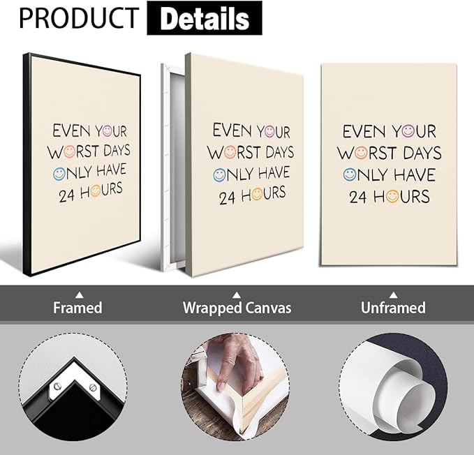 6pcs Mental Health Canvas Wall Art, Everything Is Figureoutable Mindfulness Poster, We All Grow At Different Rates Positive Print, More Sleep More Music Self Care Wall Decor 16x24in Unframed