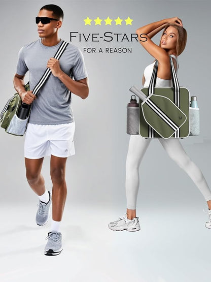 Pickleball Tote Bag - Detachable Cooler & Fence Hooks – Large Sports Bag for Women & Men, Holds Paddles & Balls
