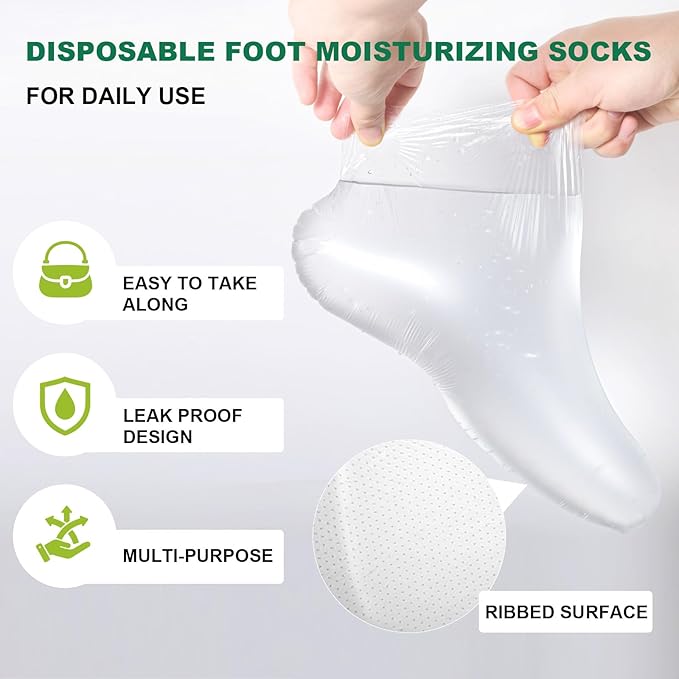 300PCS Disposable Foot Covers for Feet Moisturizer Socks - Plastic Foot Covers Extra Large Size for Pedicure, Moisturizing & Paraffin Wax Treatments, Spa Socks Designed for Foot Care