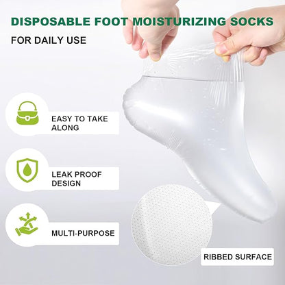 300PCS Disposable Foot Covers for Feet Moisturizer Socks - Plastic Foot Covers Extra Large Size for Pedicure, Moisturizing & Paraffin Wax Treatments, Spa Socks Designed for Foot Care