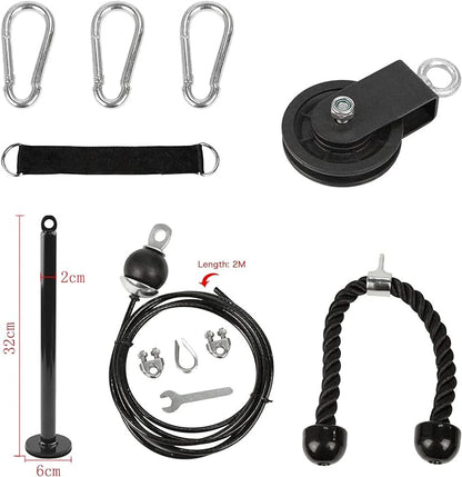 LFJ LAT Pull Down and Lift Weight Pulley System Cable Machine Pulley Attachment for Triceps Pull Down, Biceps Curl, Back, Forearm, Shoulder Home Gym Equipment