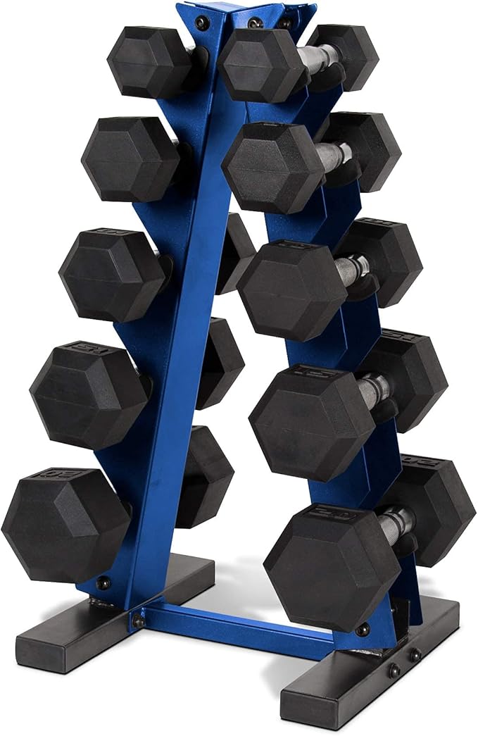 WF Athletic Supply Dumbbell Rack, 5-Tier A-Frame Dumbbell Rack for Dumbbell Storage, Color Options Available in Black/White/Green/Yellow/Red/Pink/Orange & Blue