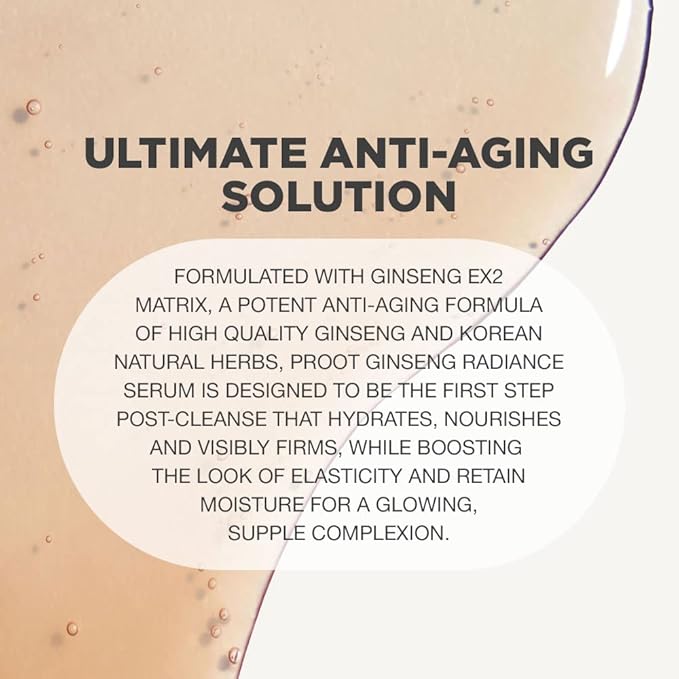 PROOT Ginseng Serum | Ginseng Serum with 52.5% Korean Ginseng Extract | Korean Ginseng Serum Formulated with Ginseng Extract, Hyaluronic Acid & WGF Complex-3 | Korean Ginseng Skin Care Technology