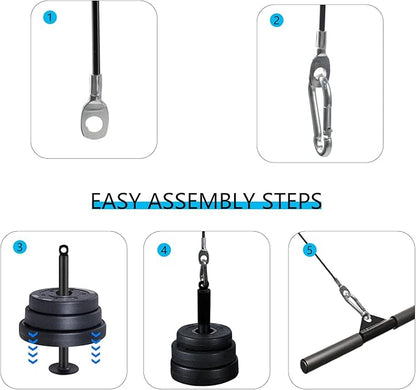 LFJ Replacement Gym Cable with Stopper Ball Fitness Pulley Cable Steel Wire Rope for Cable Machine Home Gym Weight Lift Pulley System