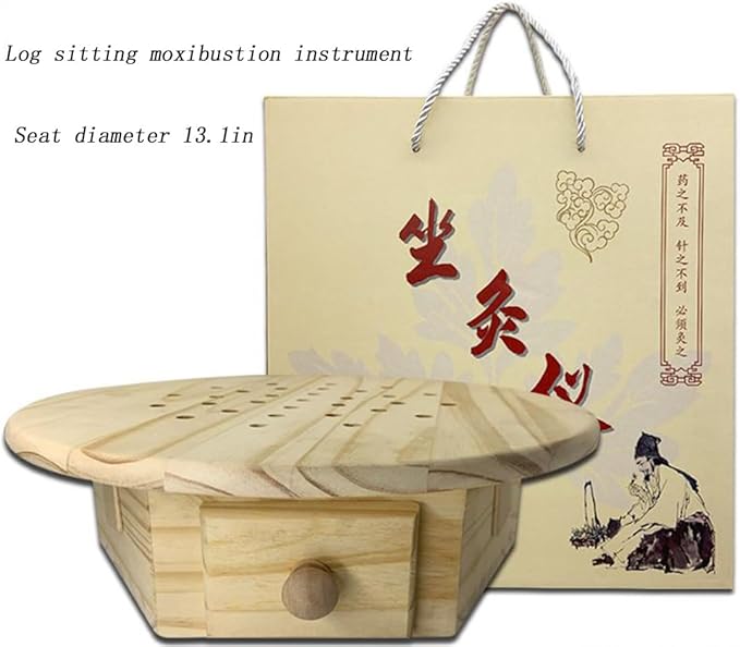 Smokeless Moxa Cone Burner Box - Moxibustion Sit Chair & Cushion Set for Home Therapy, Meditation, Yoga, Relax