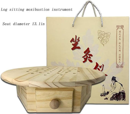 Smokeless Moxa Cone Burner Box - Moxibustion Sit Chair & Cushion Set for Home Therapy, Meditation, Yoga, Relax