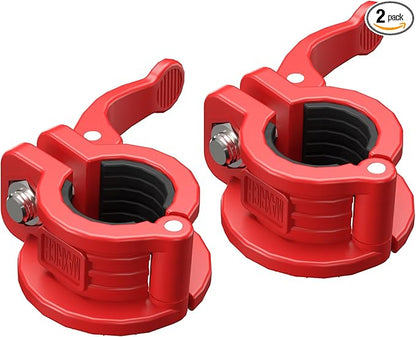 MAXRICH T Barbell Clamp 1 inch Multiple Sizes & Adjustable Weight Clips for Barbell Quick Release Barbell Clips|Barbell Collar Bar Locks for Weight Lifting (Red)