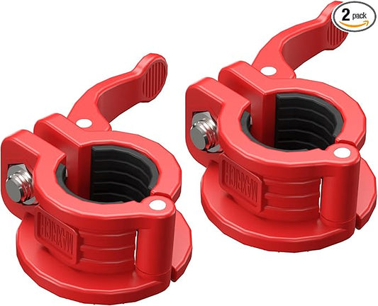MAXRICH T Barbell Clamp 1 inch Multiple Sizes & Adjustable Weight Clips for Barbell Quick Release Barbell Clips|Barbell Collar Bar Locks for Weight Lifting (Red)