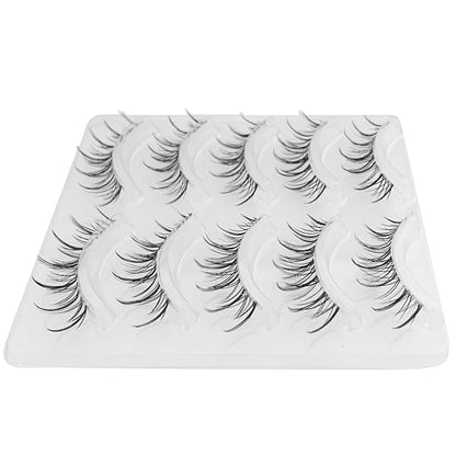 Manga Lashes Natural Look Clear Band Eyelashes,Japanese Anime Lashes 5 Pack,Cat Eyes
