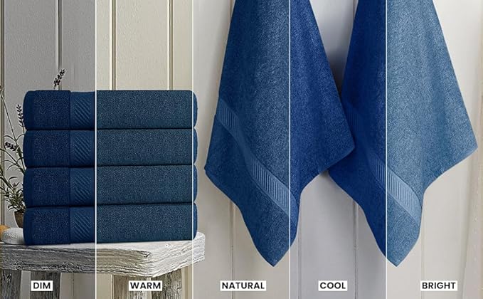 Utopia Towels 6 Pack Medium Bath Towel Set, 24 by 48 Inches, 500 GSM 100% Ring Spun Cotton, Lightweight and Highly Absorbent Quick Drying Premium Towels for Hotel, Spa and Bathroom, Navy